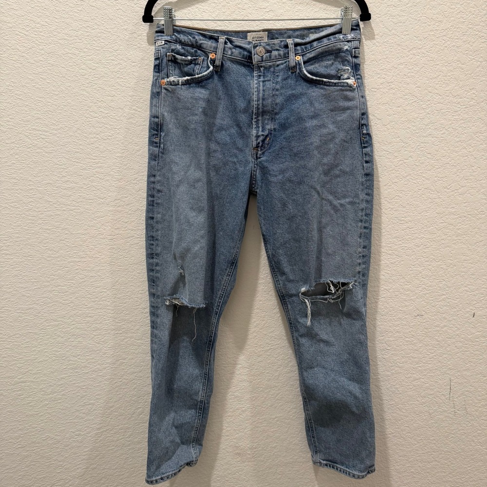 Citizens of Humanity Marlee High Rise Tapered Distressed Jeans Blue Size 28